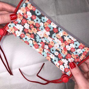 Floral Printed Pleated Face Mask Flower Print